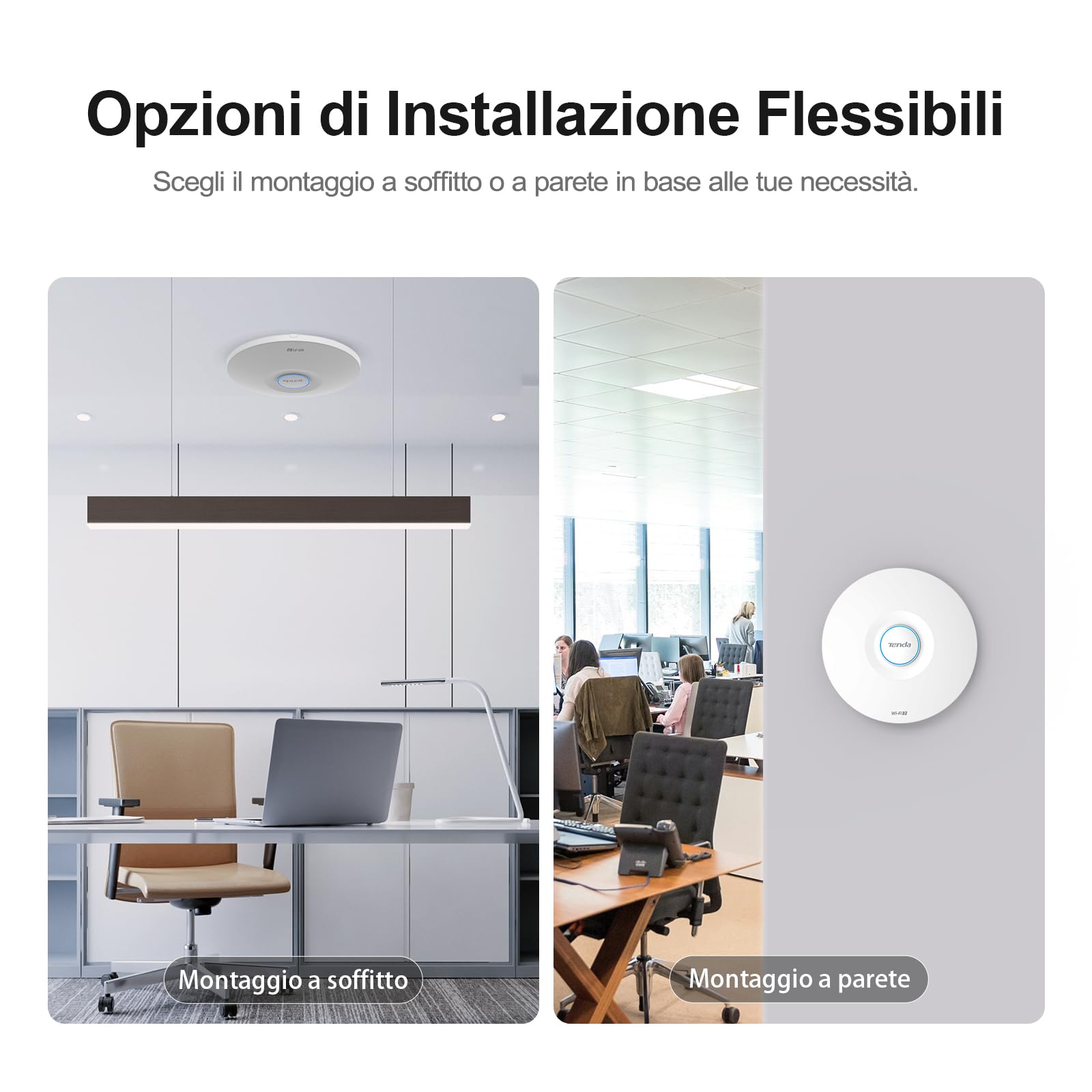 Tenda BE5010 Punto di accesso WiFi 7 con 2 porte (1x porta PoE+ 2.5G e 1x porta Gigabit, 802.11be Dualband, sicurezza WPA3, più SSID, gestione tramite app/cloud o locale, incluso alimentatore) (i36)