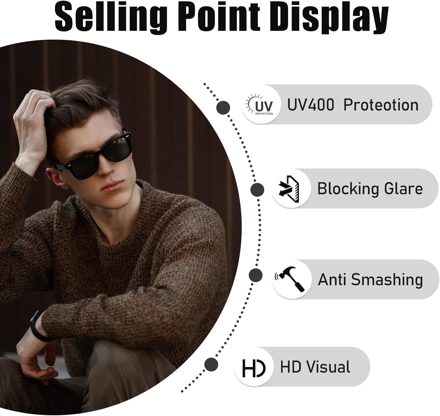 100 Pairs Bulk Black Sunglasses for Men Women Retro 70s 90s Adult Cheap Glasses (100Black) - Image 5