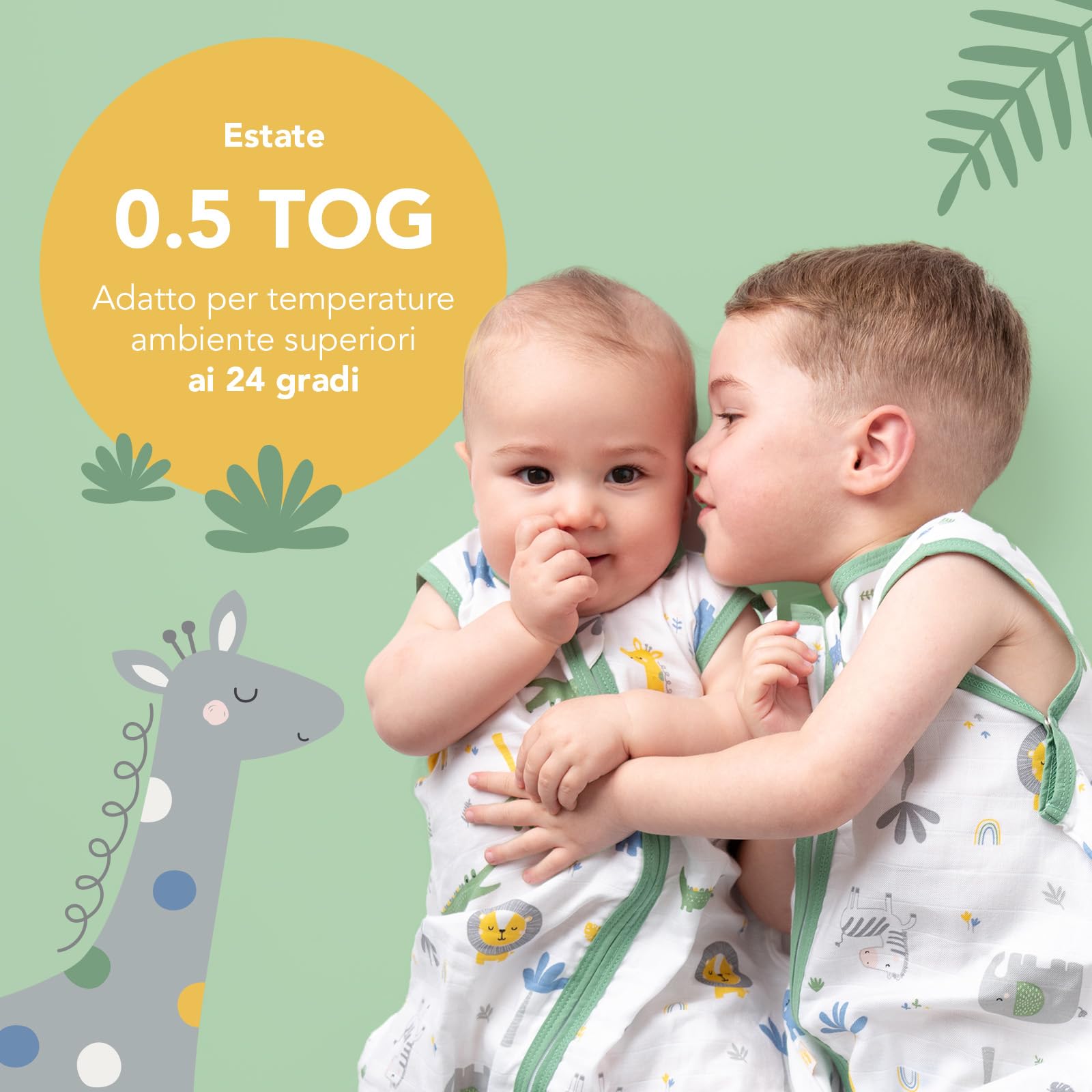schlummersack Slumbersac Sacco nanna neonato 0.5 Tog in Mussola | Sacco a pelo bambini leggero | Sacco nanna estivo
