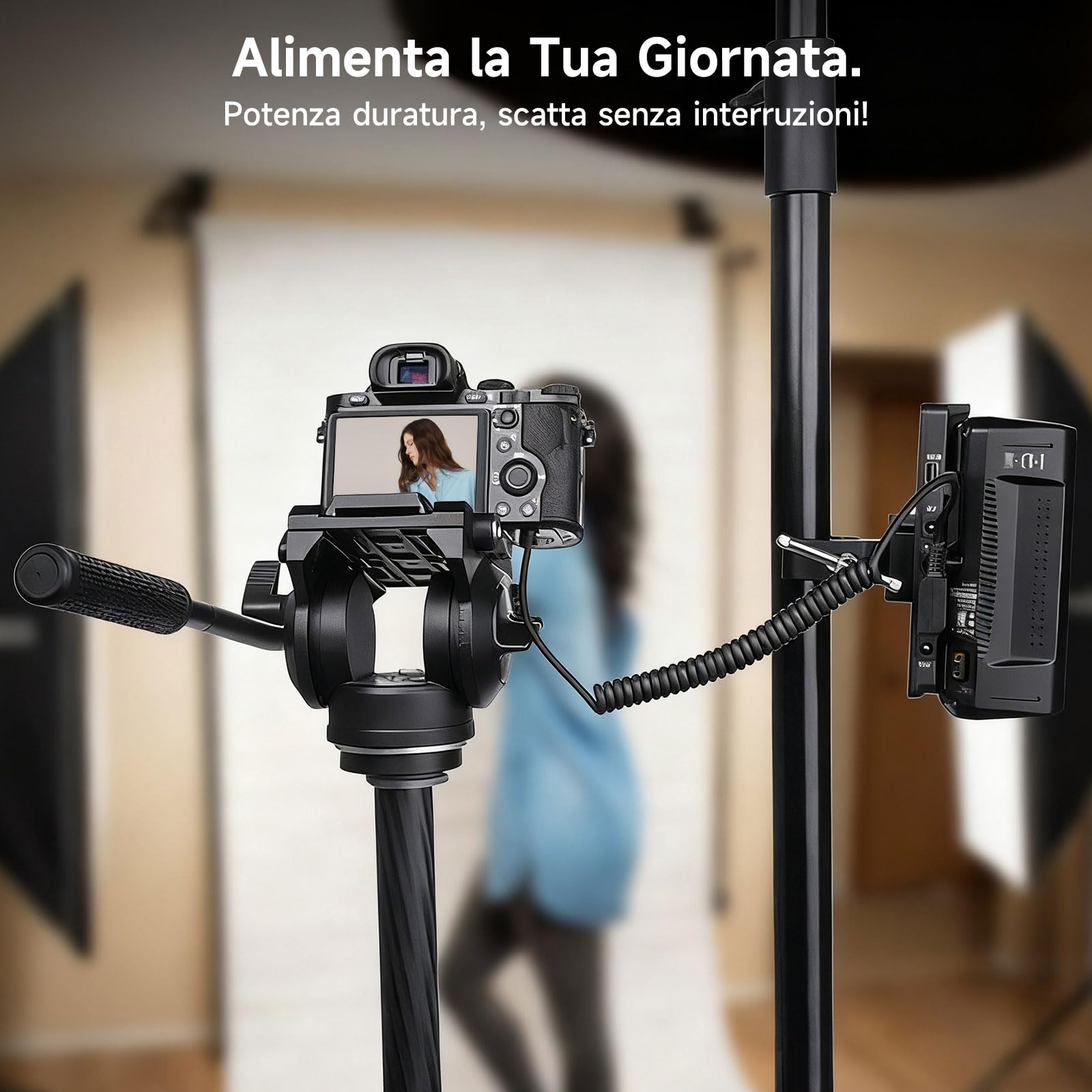 Alvin's Cables NP FZ100 Dummy Batteria a D Tap Cavo di Adattatore di Alimentazione a Spirale Coiled Cable per Sony A7III A7RIII A7SIII A9 ILCE-9 Fotocamera Digitale