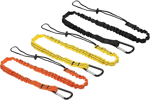 PATIKIL Cordón para herramientas con gancho en D, paquete de 3 correas de seguridad de 43 pulgadas para protección contra caídas, naranja, negro y