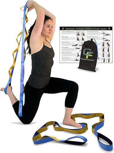 Gradient Fitness Correa elástica para terapia física, 12 correas elásticas de múltiples bucles de 1.5 pulgadas de ancho x 8 pies de largo, asas de