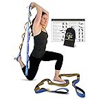 Gradient Fitness Stretching Strap for Physical Therapy, 12 Multi-Loop Stretch Strap 1.5 W x 8\' L, Neoprene Handles, Physical Therapy Equipment, Yoga Straps for Stretching, Leg Stretcher, (Blue/Gold)
