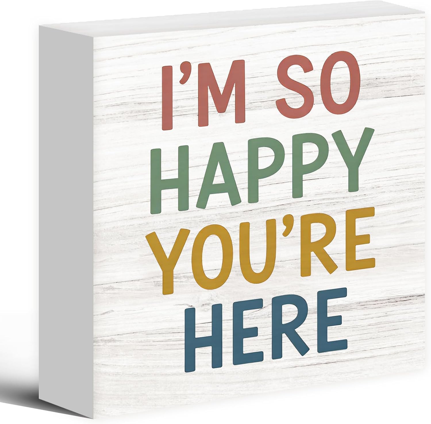 5x5 Inch Wooden Box Sign I ' m So Happy You ' re Here Rustic Decor