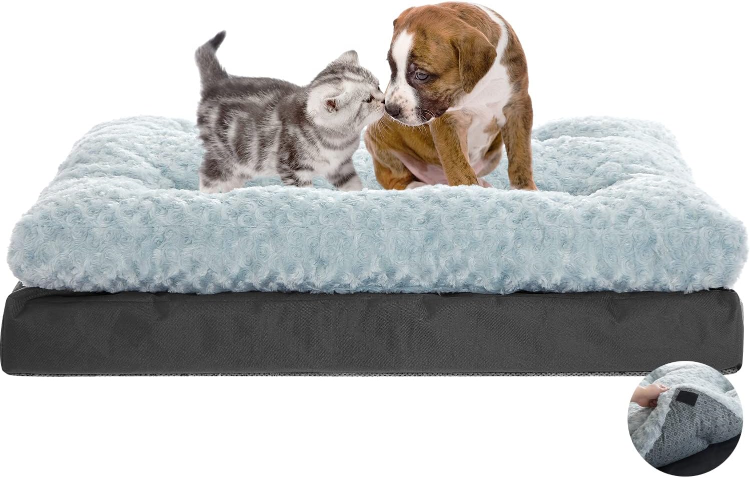 CBBPET Cama ortopédica para perros pequeños y medianos con soporte de espuma de huevo de felpa, cama para perro súper suave lavable, parte superior