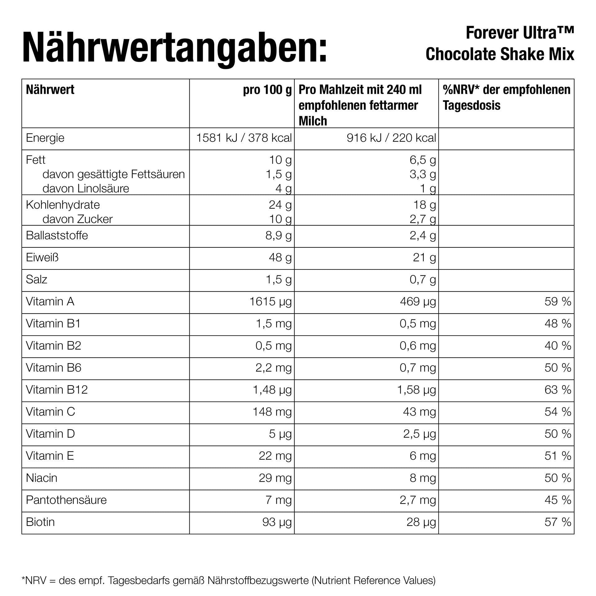 Forever Ultra Chocolate Protein Shake, 21g Soja Eiweiß, sättigender Mahlzeitersatz, Pulver ohne Konservierungsstoffe, glutenfrei (16 Portionen, 405 g)