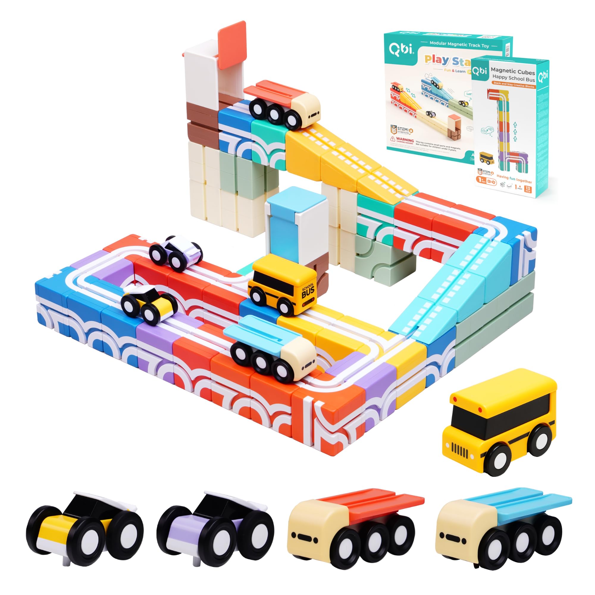 Amazon.com: QBI STEM All-in-1 Toy Set with 5 Cars & 3D Tracks