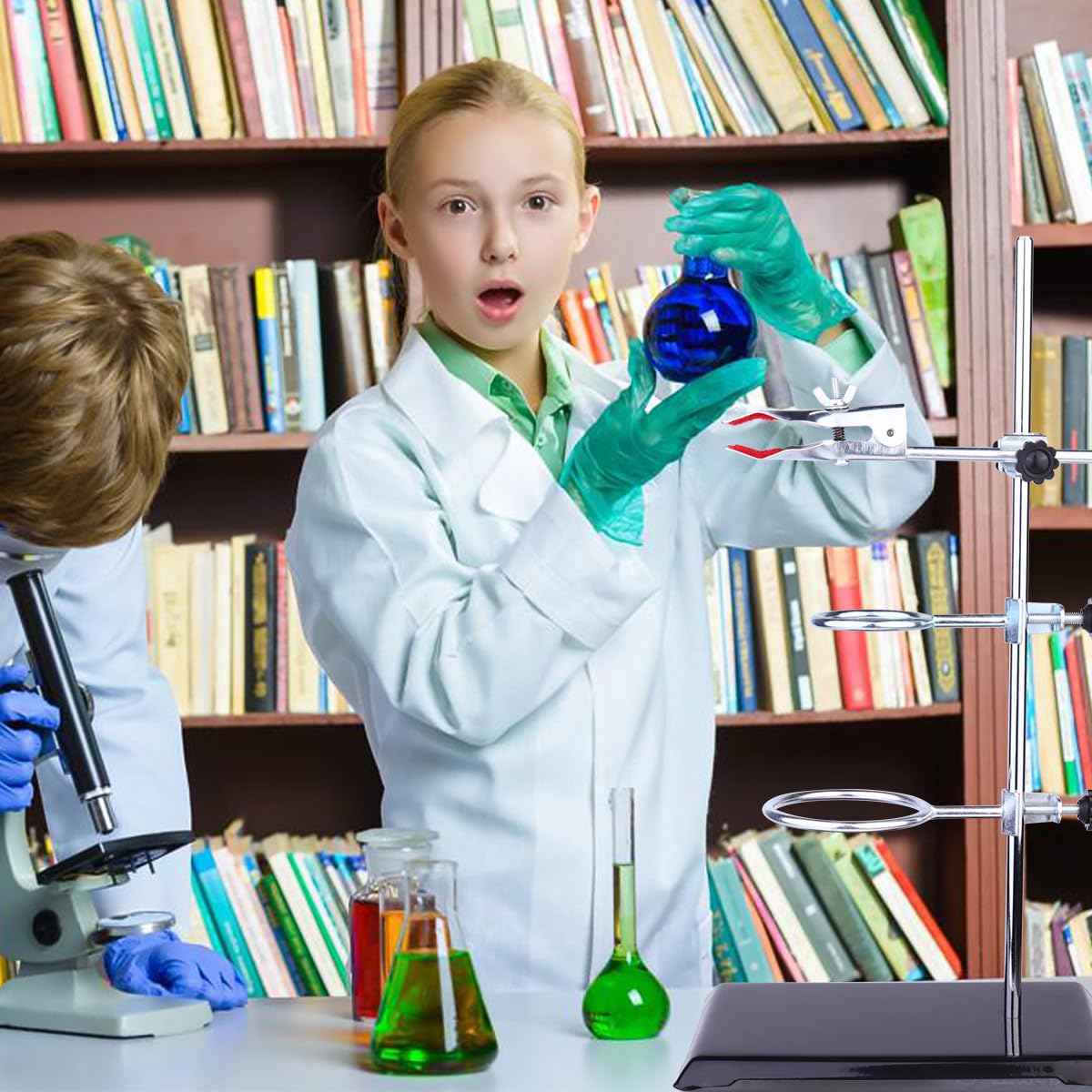 SOIMISS Supporto in Ferro Morsetto Doppio per Laboratorio Chimico per Fissaggio e Supporto Strumenti per Esperimenti di Fisica e Chimica