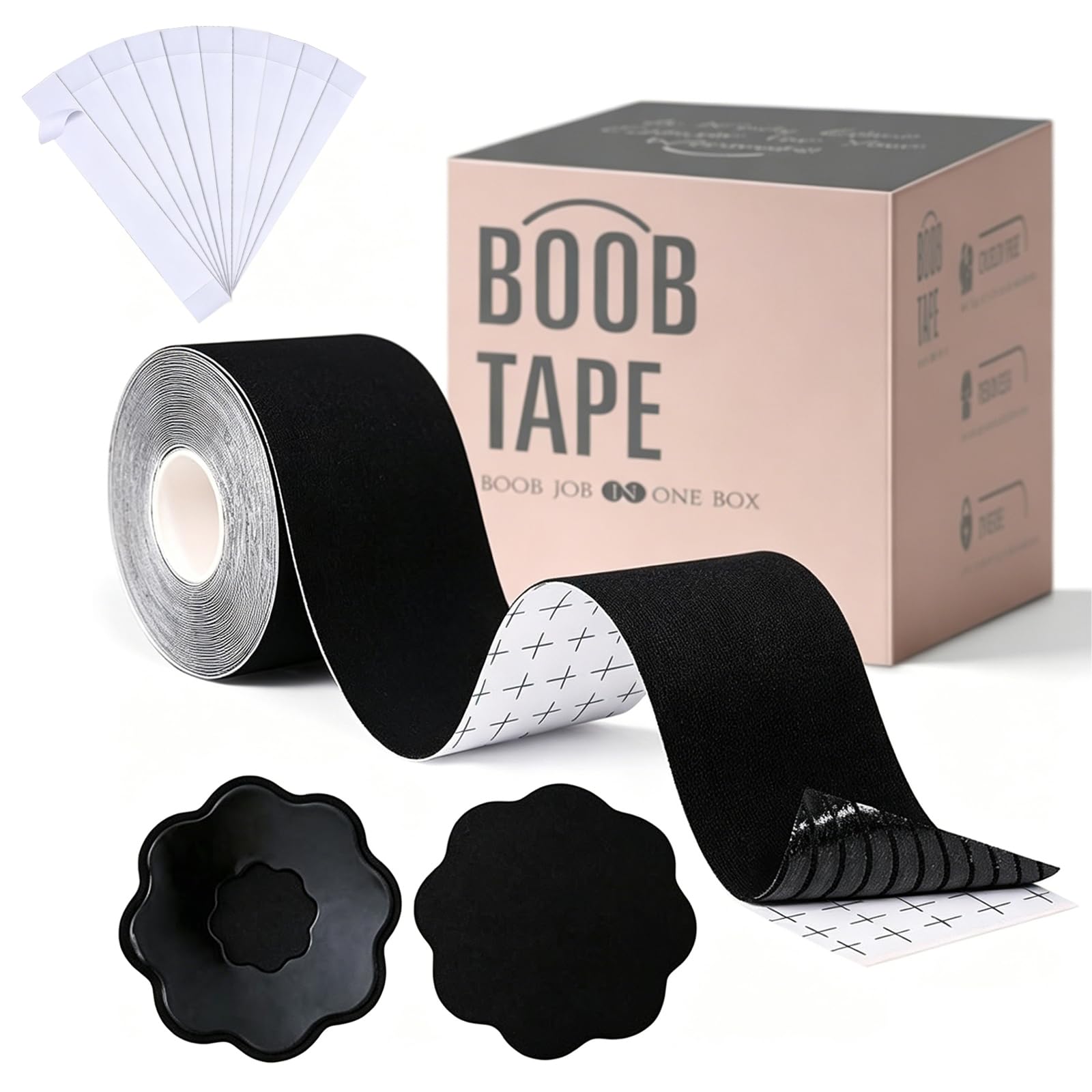 BoobTape for Big Boobs, Body Tape for Fashion Athletic Tape for A-GCup (Black, 3 Inch), Black, 3.15 Inch, black, 8 cm-image-30
