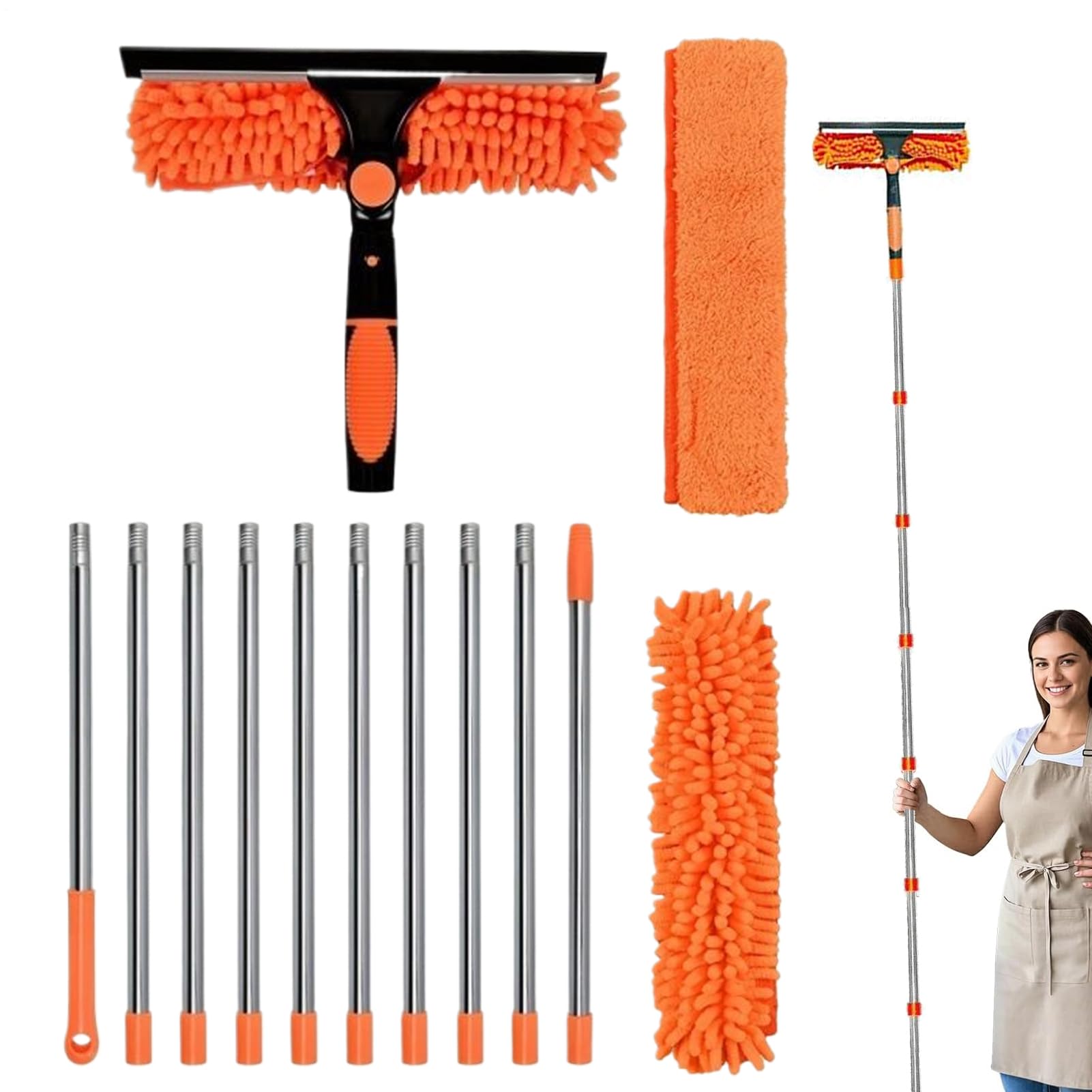 Spolverino Estensibile Pulitore Multifunzione Ergonomico Per Ventilatori A | Pulitore Ragnatele Alte In Microfibra Set Pulizia Polvere Pareti, Mensole, Paralumi, Spolverino Estensibile