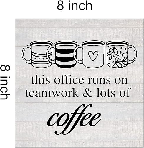 Miniatura 2 de Lienzo decorativo para pared, diseño de café de oficina de campo, letrero de escritorio, trabajo en equipo y café, póster enmarcado de 8 x 8