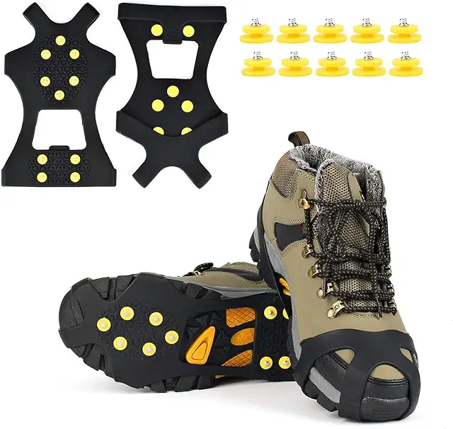 EONPOW Ice Gripper Traction Cleats - Spikar för skor med 10 stålknappar