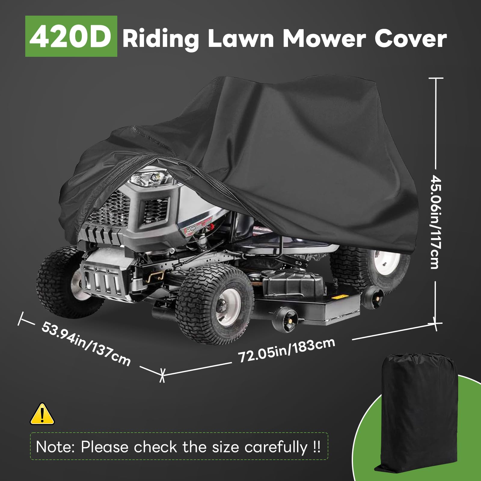 Funda para Tractor Cortacsped - alouweekuky, Oxford 420D Cubierta para Cortacésped de Equitación 183x137x117 cm, Cubierta del Tractor de Jardín al Viento, A la Lluvia, al Polvo y a los Rayos UV