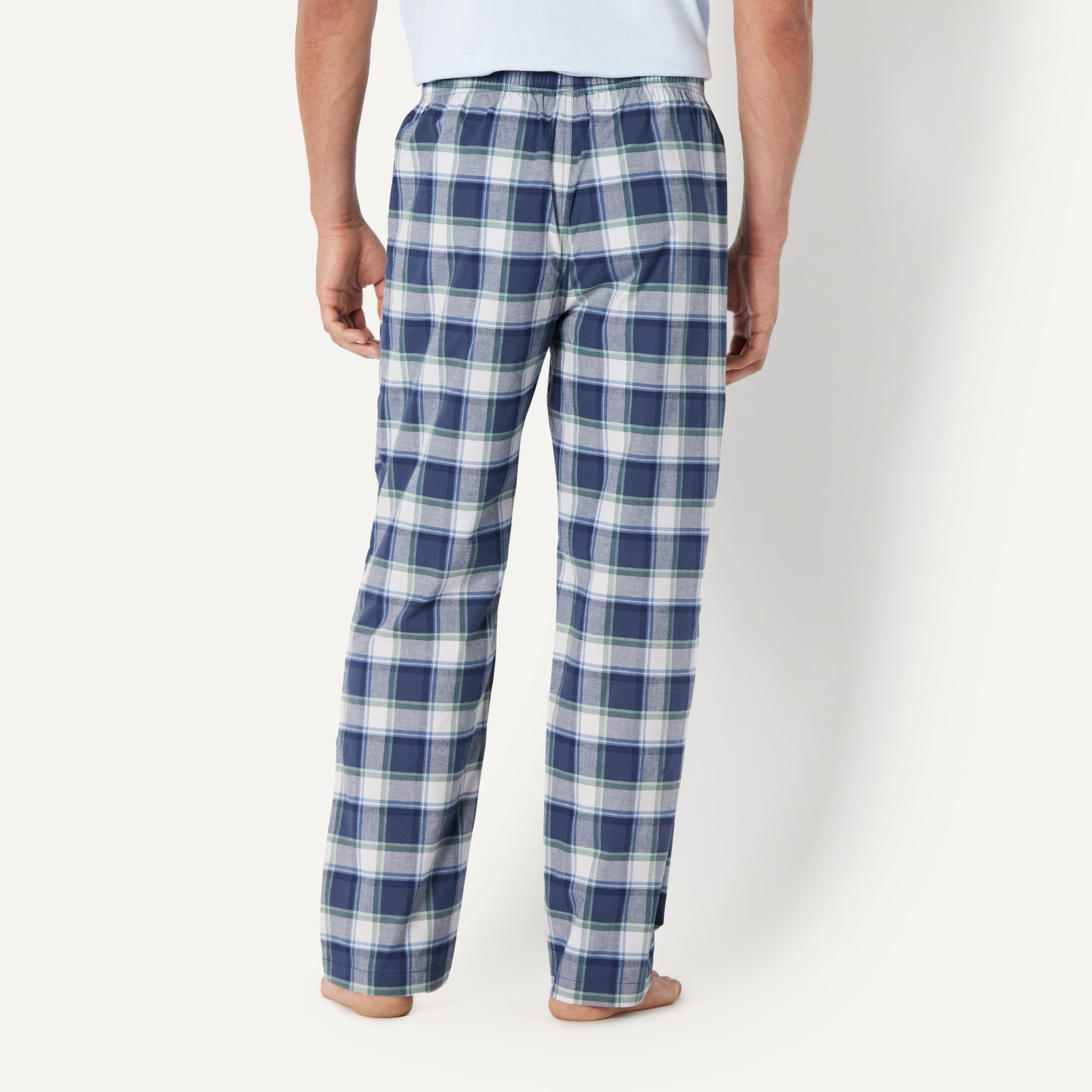 Amazon Essentials Pantalones de Pijama de Popelina de Algodón de Corte Recto con Cintura Elástica con Cordón Hombre