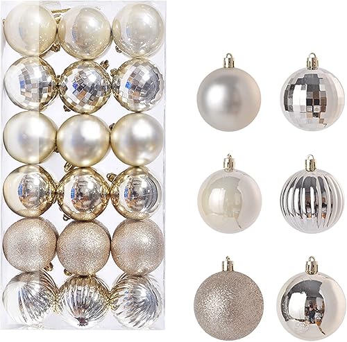 36 bolas decorativas de Navidad para árbol de Navidad, 6 estilos, decoración de árbol de Navidad, esferas colgantes para decoración de festividades,