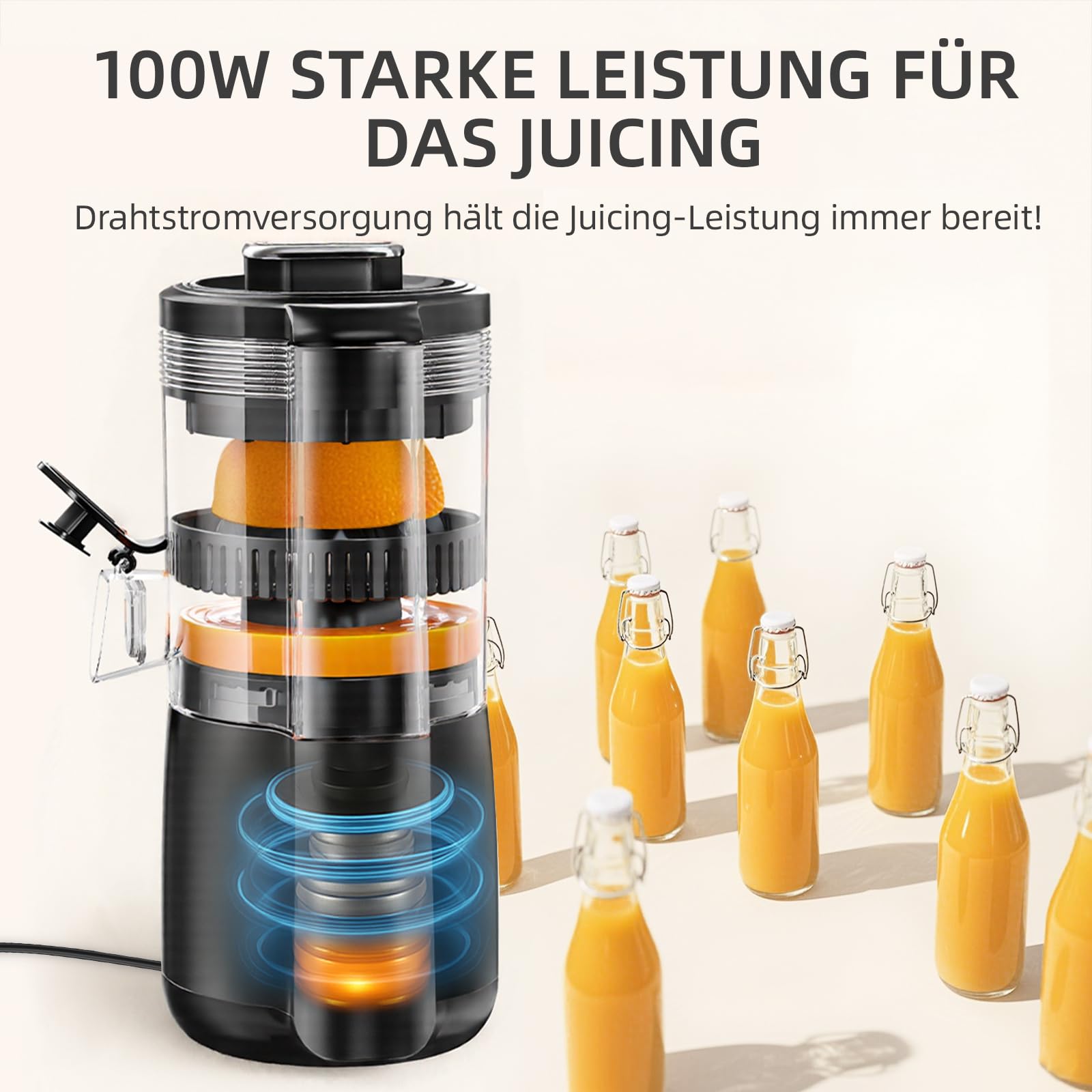Keerain Elektrische Zitruspresse, Automatische Orangenpresse Mit Reinigungsbürste, Kompakte Zitronenpresse Für Lemon & Lime