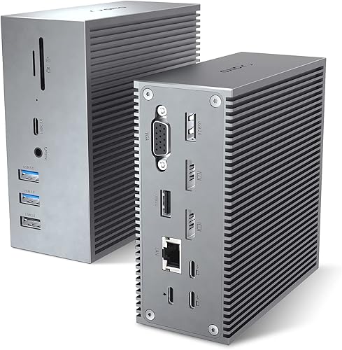 Estación de acoplamiento, QIYO 16 en 2 USB C Docking Station Dual Monitor para MacBook Pro Air (no para M1), Dual 4K HDMI, VGA, 6 USB, RJ45 y lector