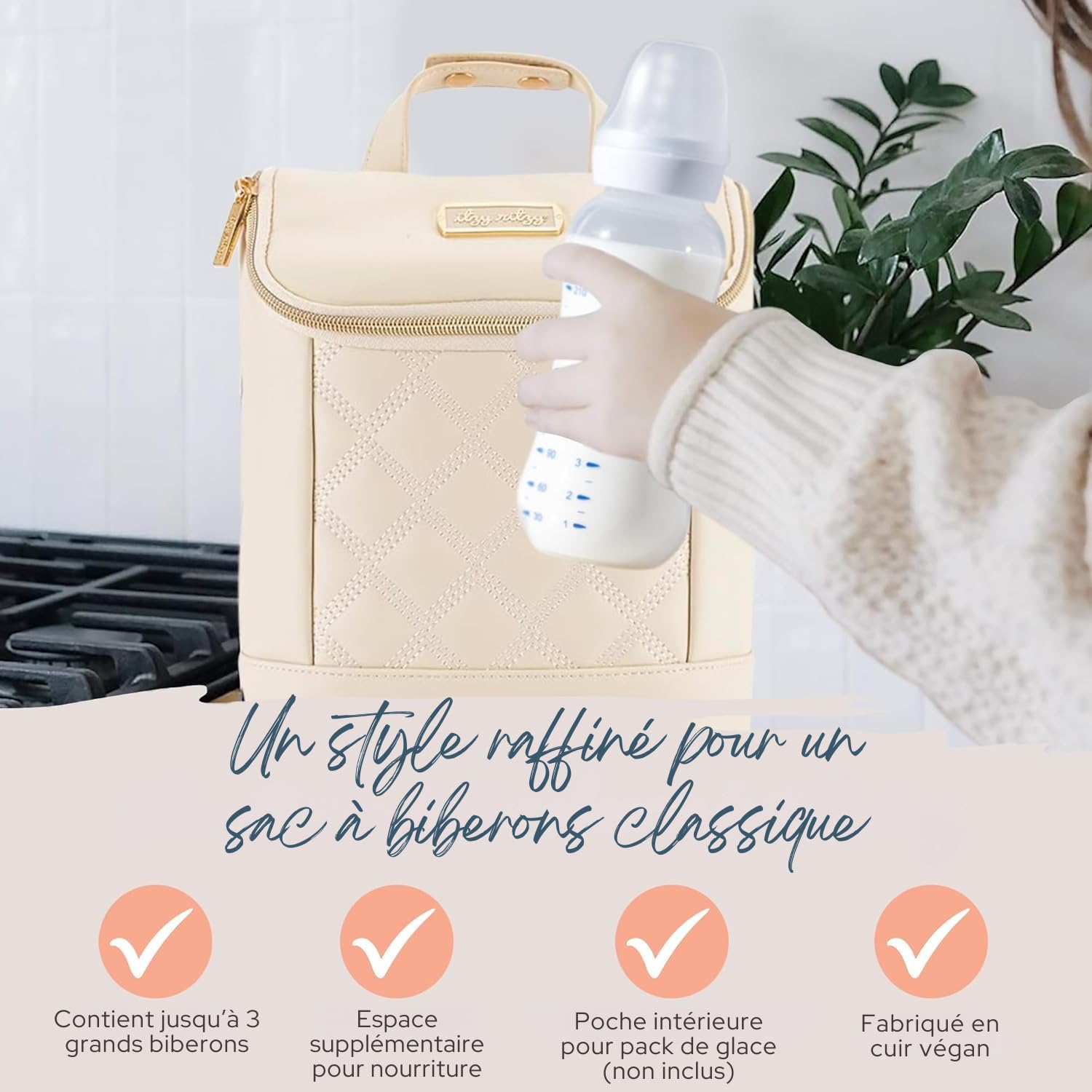 Itzy Ritzy Sac à biberon – Porte-biberon Isotherme pour Garder au Chaud et au Frais avec Poche intégrée pour Poche de Glace intégrée, Refroidisseur de Lait Maternel Multi-Usage, Rangement pour Landau