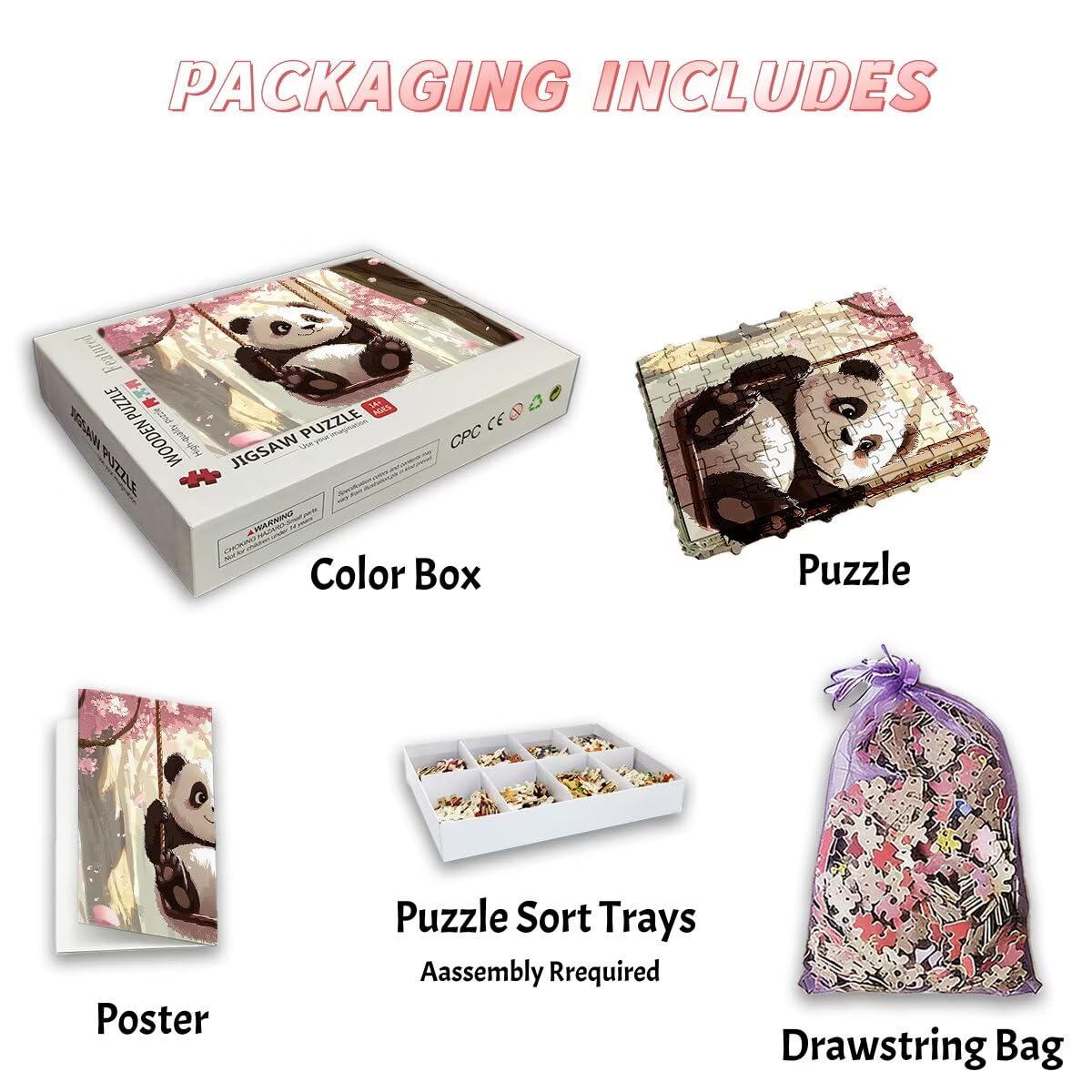 Puzzle 1500 sztuk Panda, słodkie puzzle, puzzle 1500 dorosłych, puzzle dla dorosłych z pudełkiem prezentowym, wyzwanie drewniane puzzle dla całej rodziny, oryginalne prezenty dla kobiet dekoracja