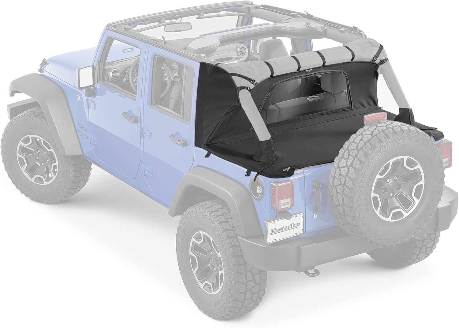 MasterTop Wind Stopper Plus and Tonneau Cover Combo Kit - Fits Jeep Wrangler JK 4-Door 2007-2018 - Keeps Wind and Water Out of The Cab - Keeps Cargo Area Clean and Safe
