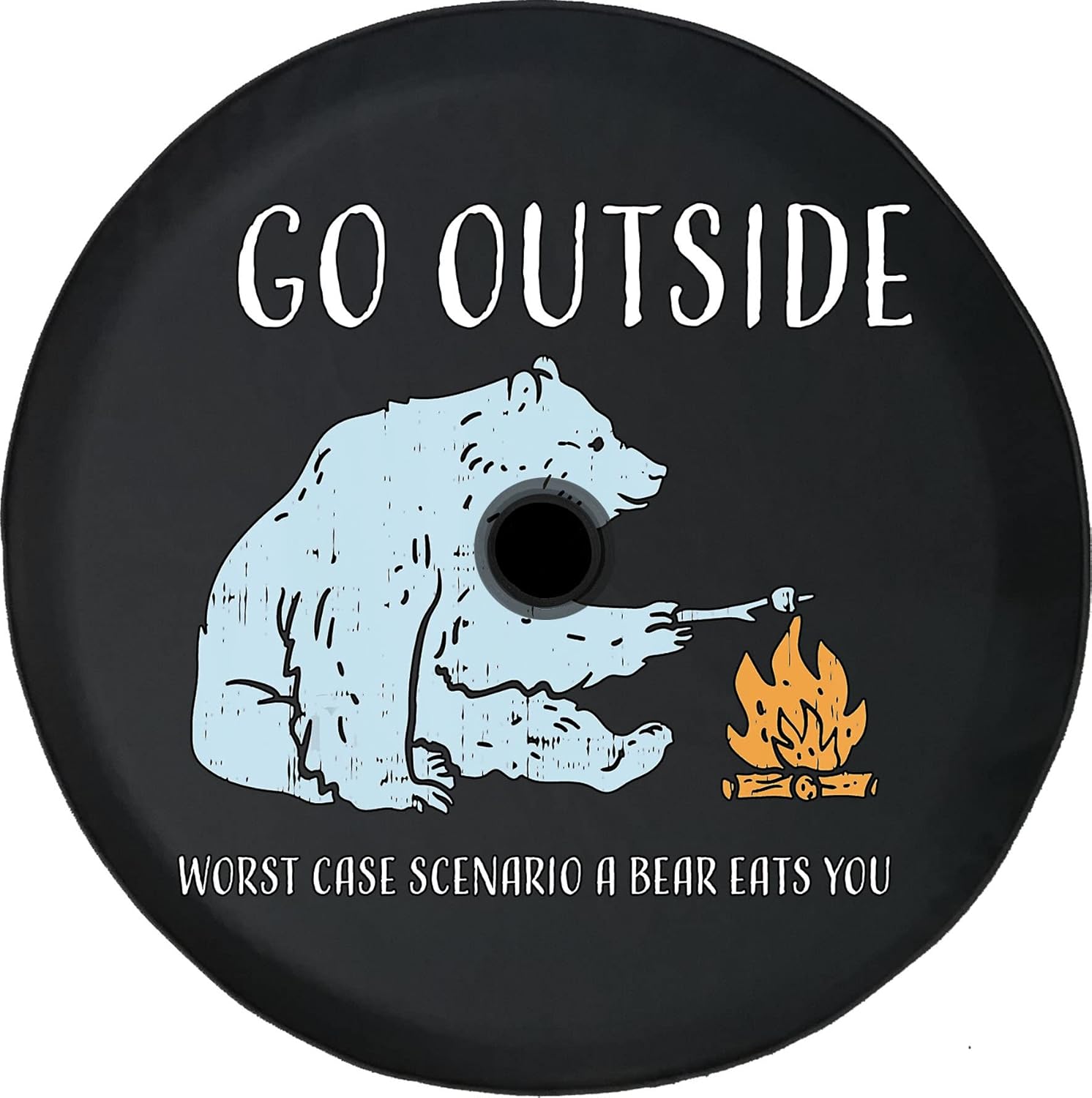 Go Outside Worst Case Scenario a Bear Eats You Tire Cover with Backup Camera Hole fits 17-20 inch Rim | 32-33 tire