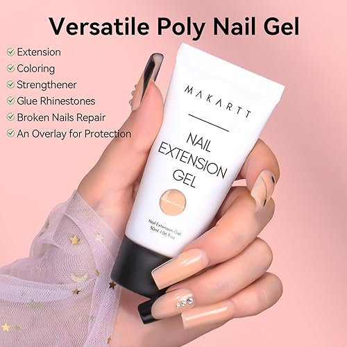 Vista 221 de Makartt - Gel de uñas de polietileno, 1.7 oz (50 ml), constructor, extensión, fortalecedor, gel de color duro, multifuncional, larga duración, fácil