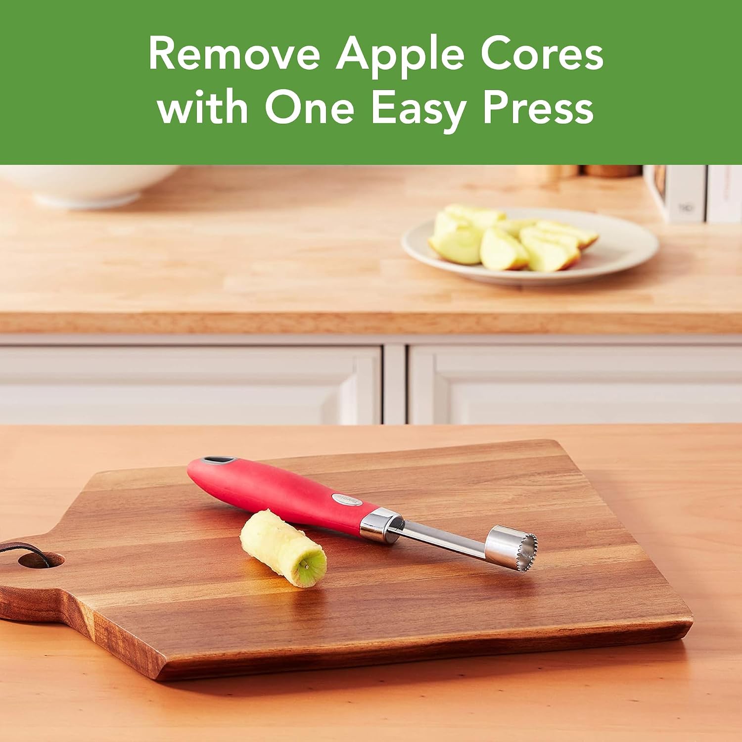 Tovolo Apple Corer Fruit Coring and Seed Removal Tool for Cooking Baking Meal Prep, Handheld Apple Seed Remover and Pear Corer Tools With Sharp Serrated Coring Blade Separates Fruits & Veggies Seed