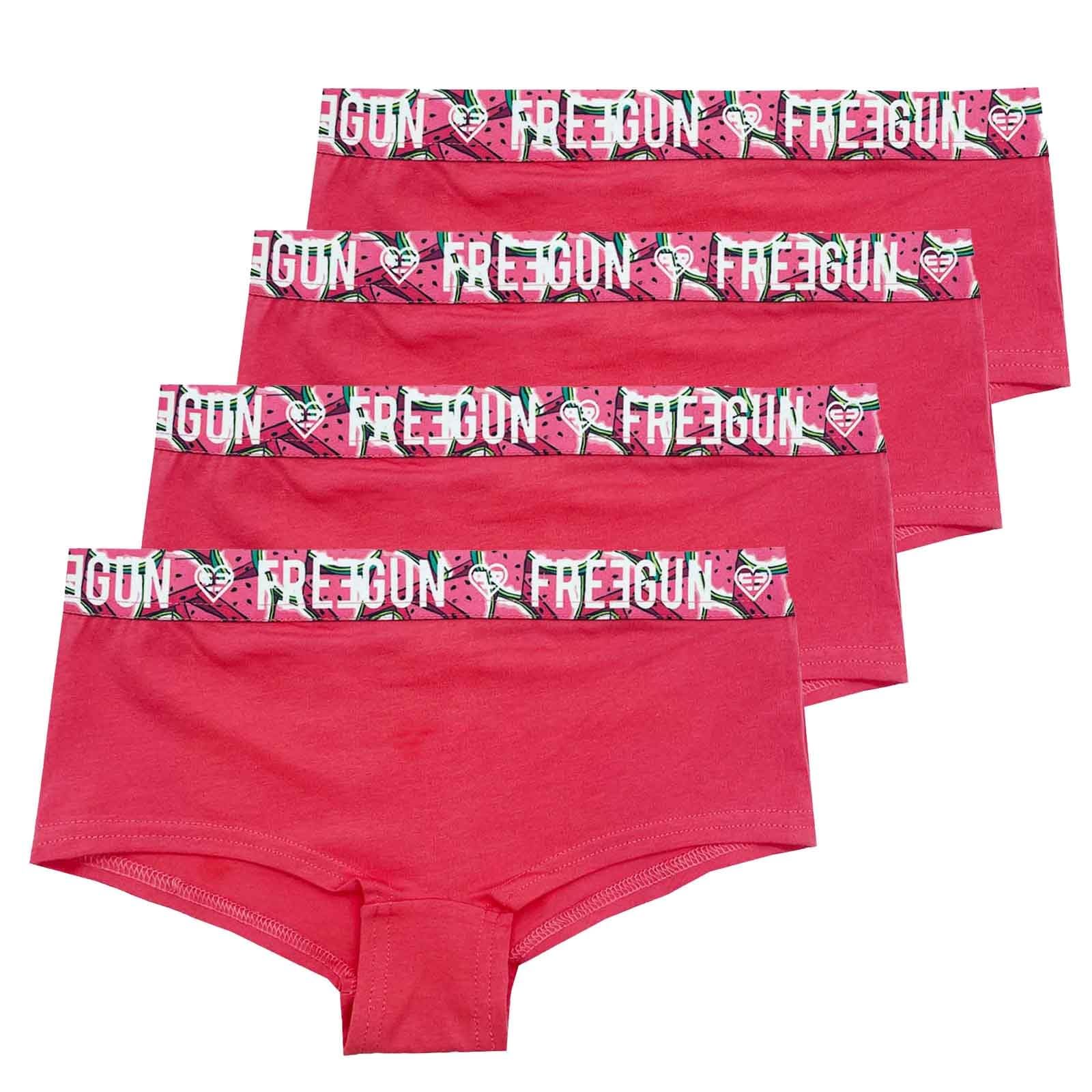FREEGUN Lot de 4 Boxers Fille en Coton