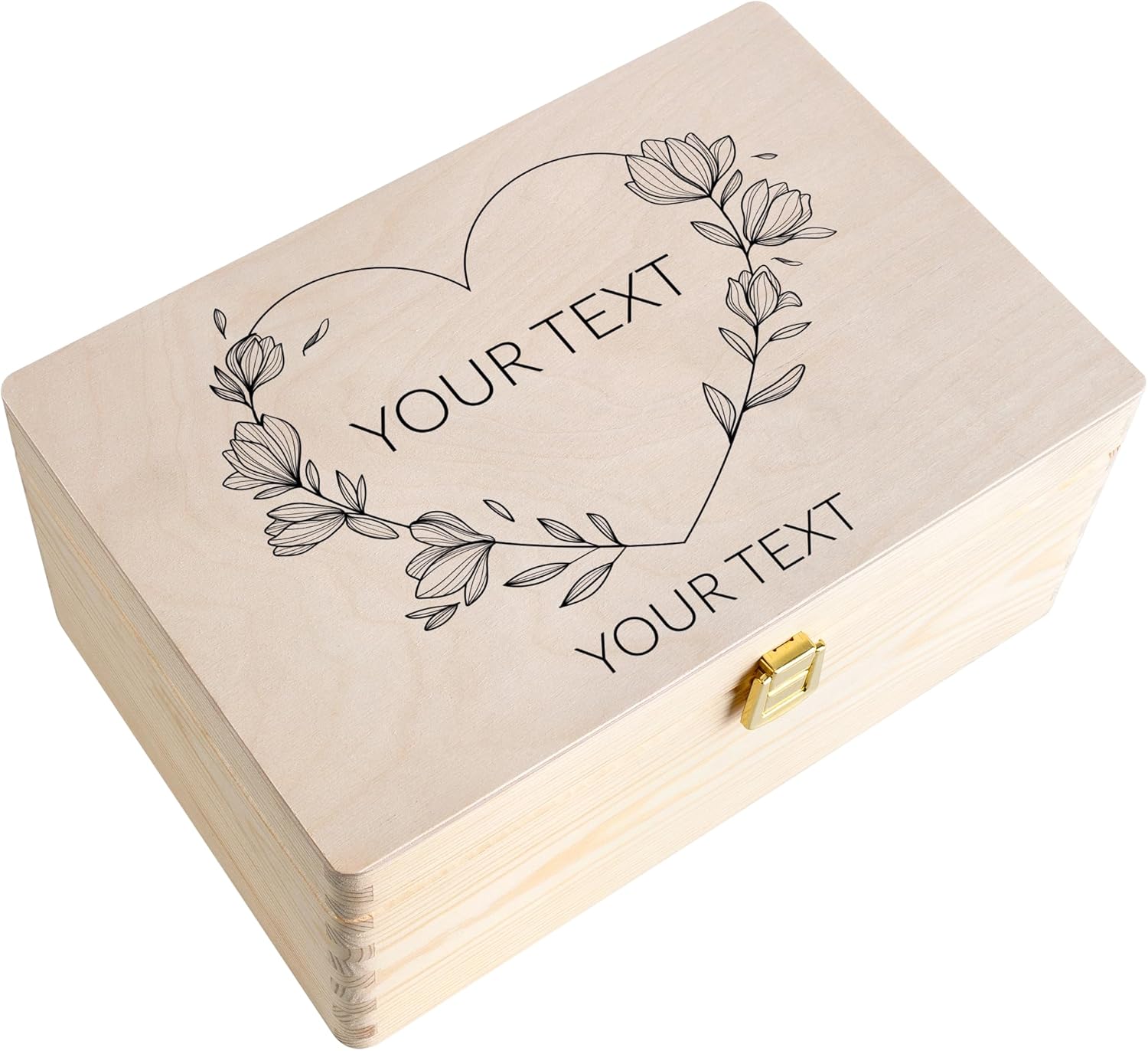 Creative Deco Personalized Baby Memory Box - Line Dividers | Custom Keepsake Boxes | Unique Gift for Newborn Boy or Girl | Customized Wooden Storage Box with Hinged Lid | UV Print