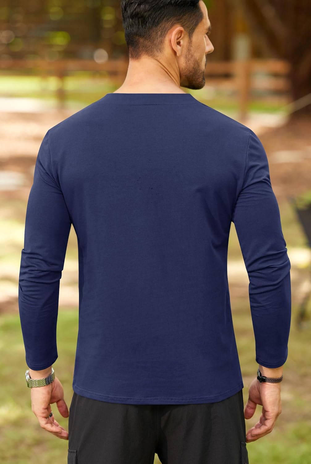 Mens V Neck Shirts Long Sleeve Casual Soft Cotton Slim Fit T-Shirt (S-XXL) - Image 5