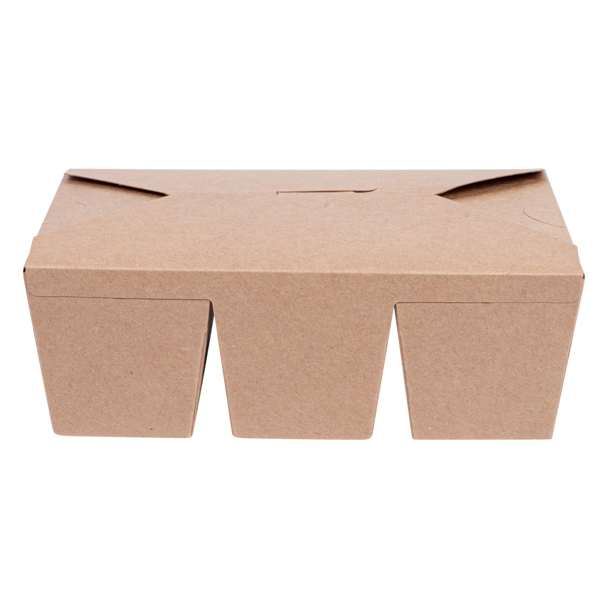 Restaurantware -Bio Tek - Contenedores de tacos de 7.5 x 5.5 x 2 pulgadas, 100 cajas desechables para tacos – 3 compartimentos, congelables, contenedores de papel kraft, tapa de bloqueo de pestañas,