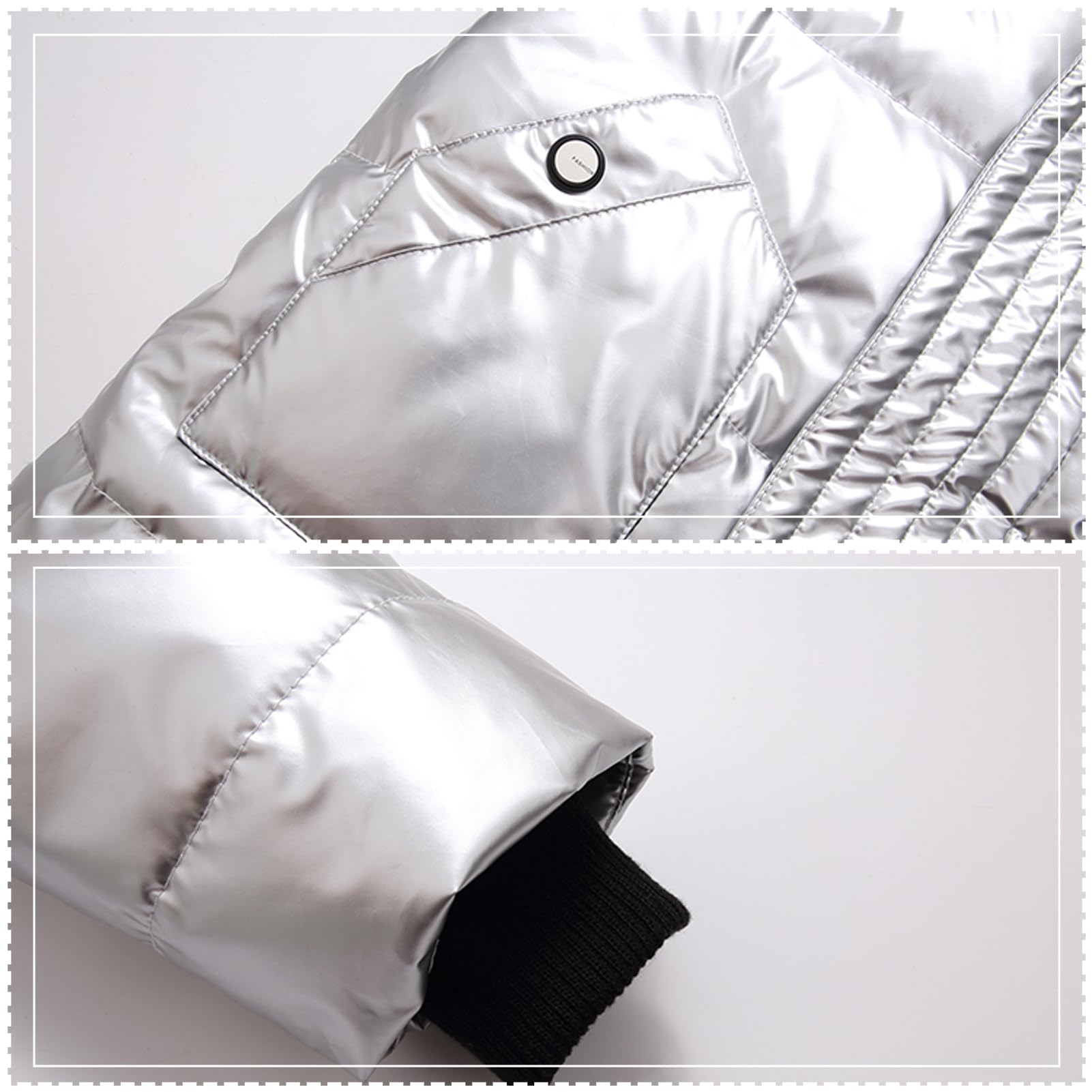 Abrigo de Pluma Niños Chaqueta de Invierno Engrosada Brillante Parka Abrigo Acolchado con Capucha