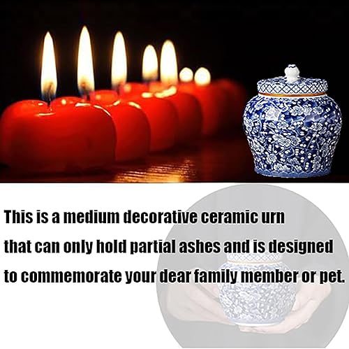 Miniatura 6 de Urna de cerámica mediana azul y blanca para cenizas masculinas adultas  Urna conmemorativa decorativa para compartir y honrar a seres queridos