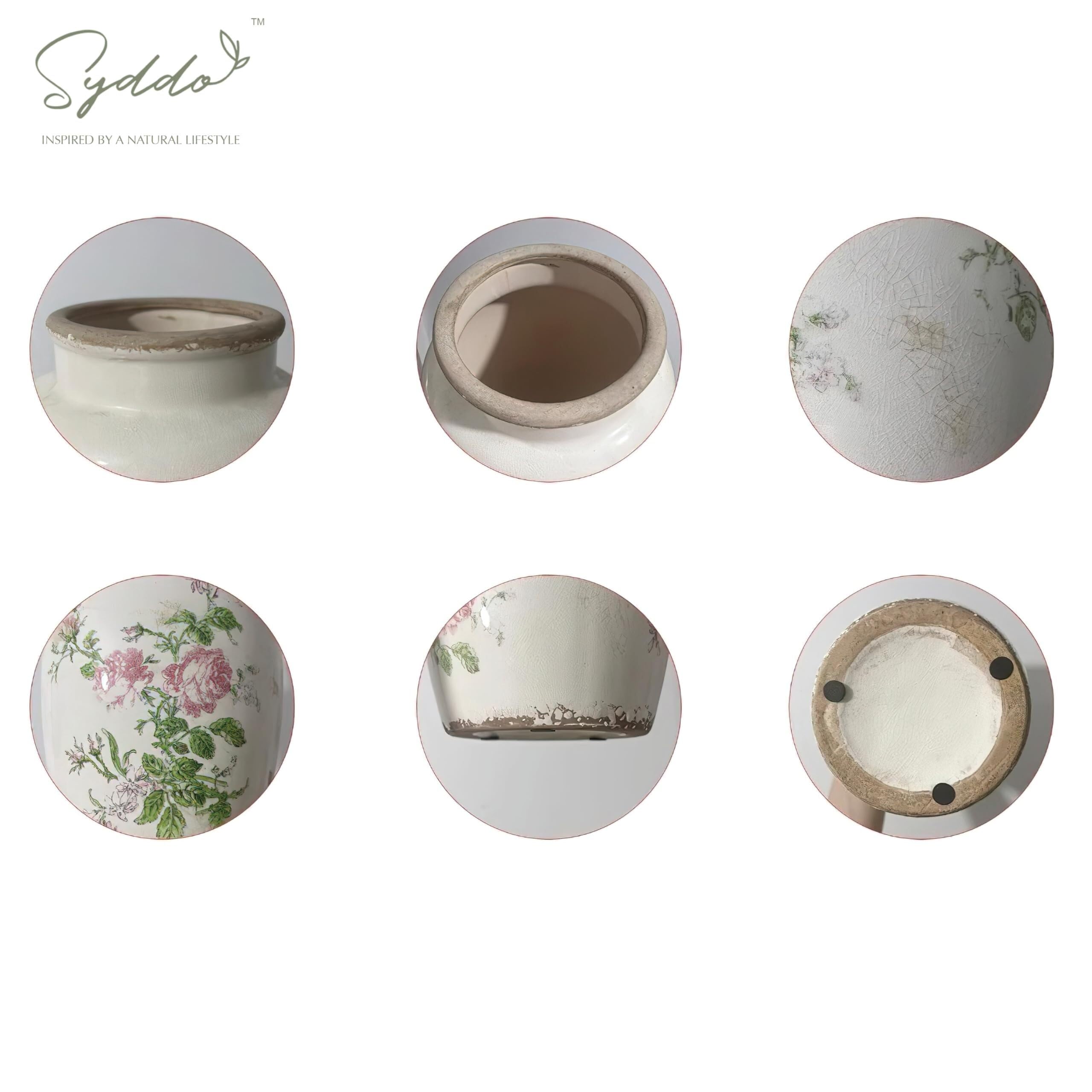 Vasi da fiori Vaso in ceramica bianca, piccolo disegno floreale in porcellana stile country francese dipinto a mano Accessori per il soggiorno