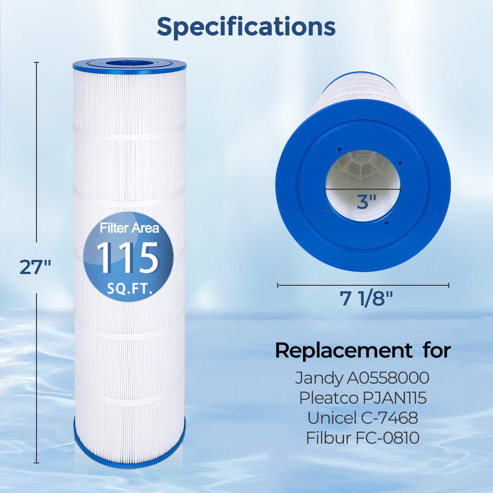 Fil-fresh Cartuchos de filtro de piscina compatibles con Jandy CV460, CL460, repuesto para Jandy R0554600, 460 pies cuadrados, paquete de 4