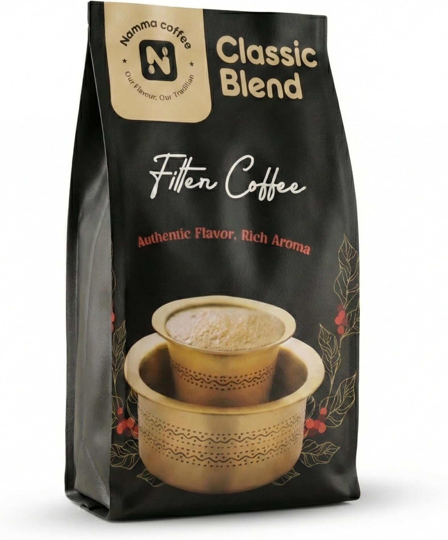 Namma Coffee Classic Blend Filter Coffee Powder | 80% Coffee & 20% Chicory | 500g Pouch | Authentic South Indian Filter Coffee | Freshly Roasted Coffee Powder