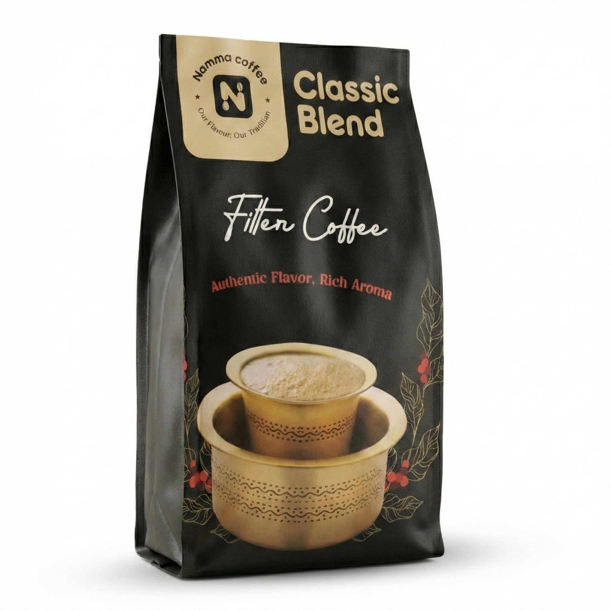Namma Coffee Classic Blend Filter Coffee Powder | 80% Coffee & 20% Chicory | 500g Pouch | Authentic South Indian Filter Coffee | Freshly Roasted Coffee Powder