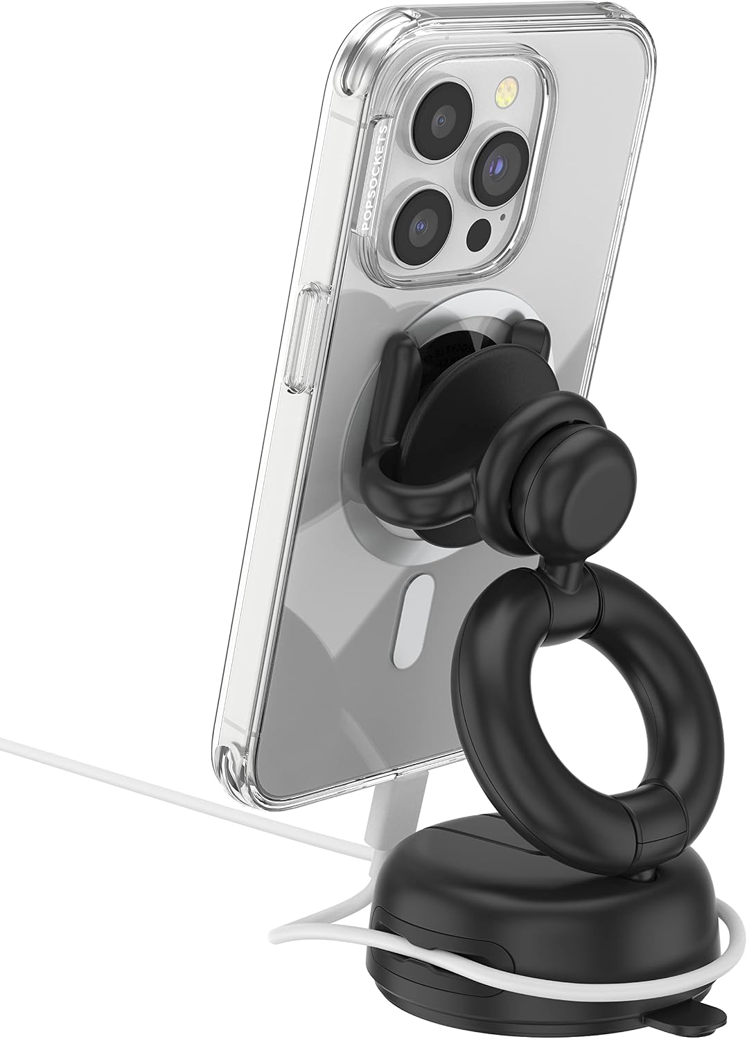 PopSockets Multi-Use Phone Mount Dash Mount, Windshield Phone Mount, and Phone Mount for Desk - Black