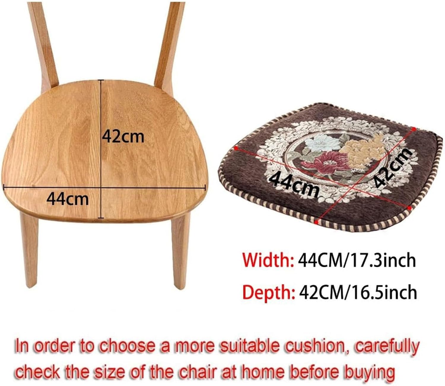 1/2/4/6 Pack Chair Pad with Ties,Dining Chair Cushion, Non Slip Kitchen Chair Cushion and Seat Cushion with Washable Cover(Brown,Pack of 2)
