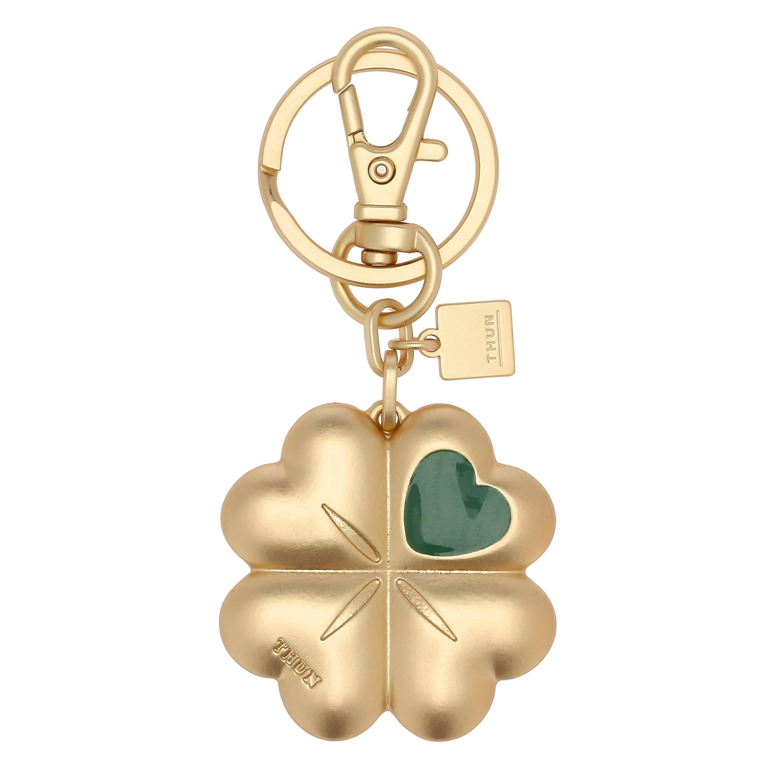 THUN - Large Four Leaf Clover Keyring - Metal - Always With Me Collection - 4 x 8 cm