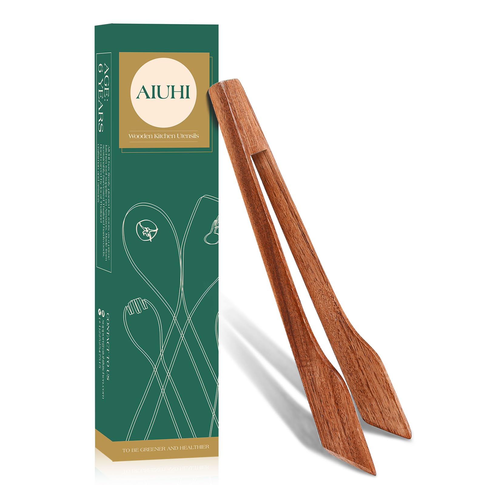 AIUHI Premium Teak Wood Salad Serving Fork, Ergonomic Handle Non-Scratch Wooden Cooking Fork, Durable Kitchen Utensil for Salad Mixing Pasta Tossing and Food Serving — Amazon image 22