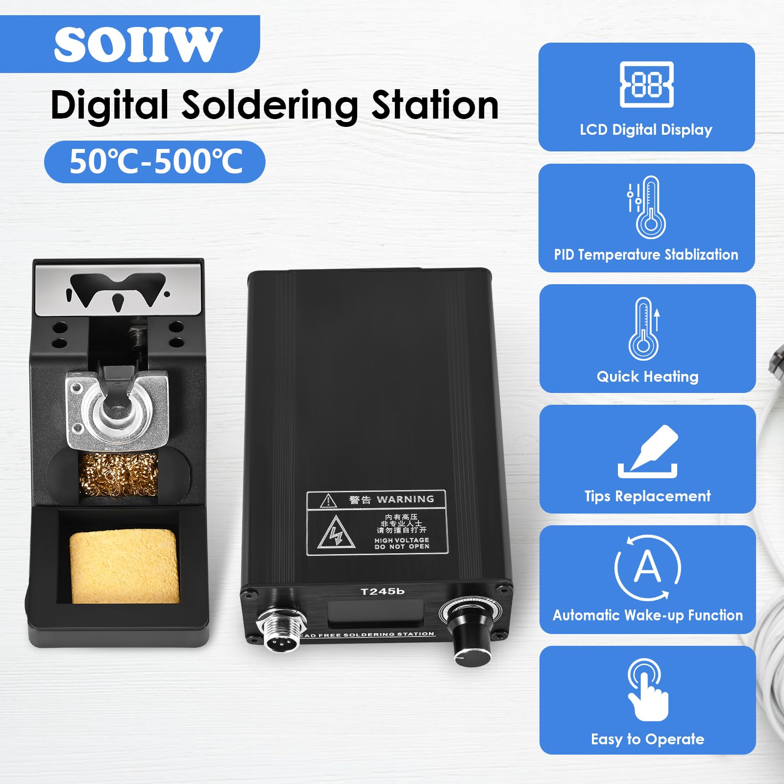 Stazione di saldatura T245b FAI DA TE Saldatura Elettronica Punte Maniglia Lega di Alluminio Caso & Maniglia Staffa 100-240V 180W Spina Degli Stati Uniti C245 Punte di Ferro I K è