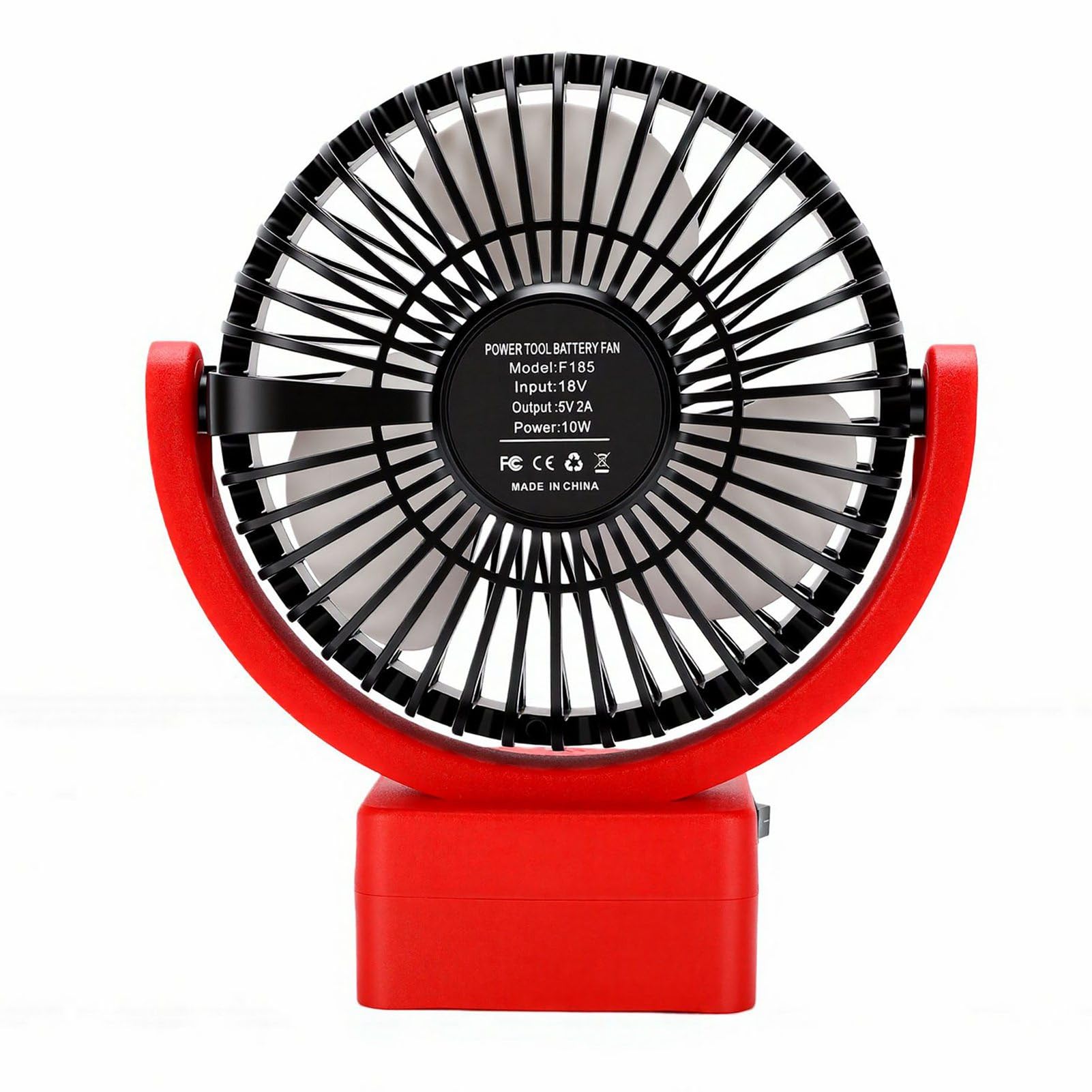 Eujgoov Kabelloser Tragbarer Ventilator mit USB-A- und Typ-C-Aufladung für Camping und Baustelle. Bürstenloser 18-V-Motorventilator mit 3 Geschwindigkeiten und 360-Grad-Drehung Im