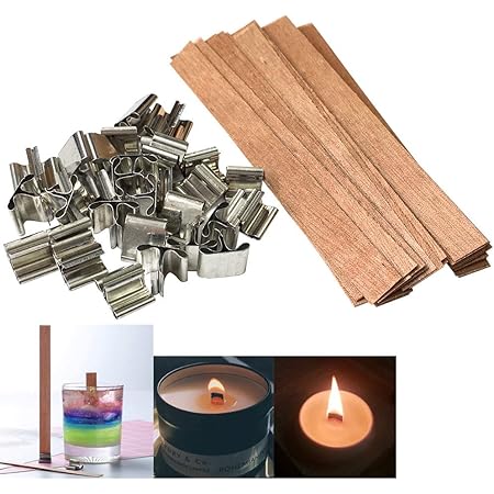 Amazon Co Jp 100組 Diyキャンドル用芯 木製チップ 台座 金具 蝋燭の芯 キャンドル 手作り用 材料 ホビー