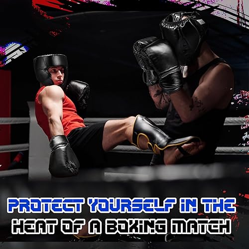 Miniatura 6 de Juego de 2 sombreros y guantes de boxeo para adultos, guantes de boxeo de 10 onzas, equipo de combate completo para artes marciales, Muay