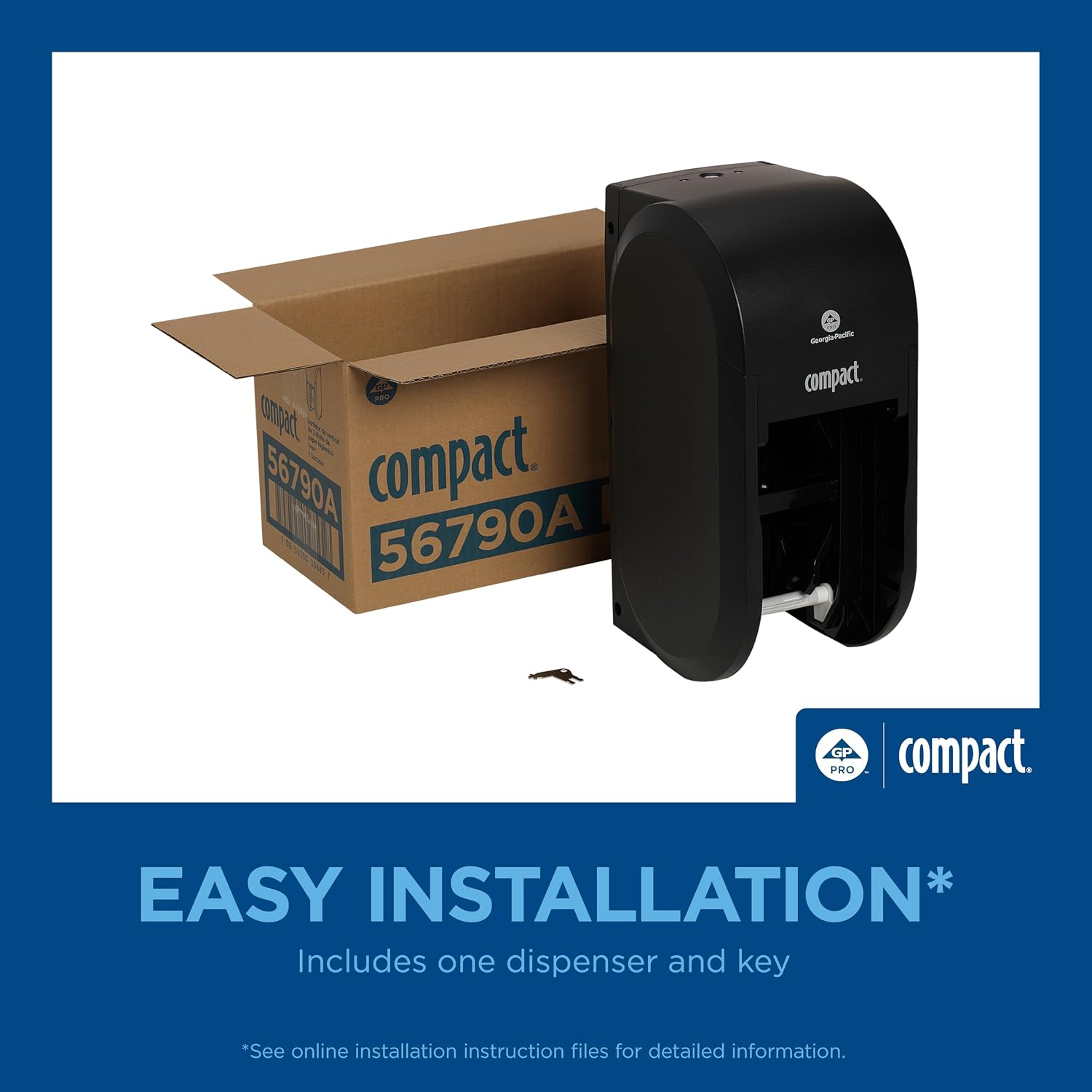 Georgia-Pacific Compact 2-Roll Vertical Coreless High-Capacity Toilet Paper Dispenser by GP PRO (Georgia-Pacific), Black, 56790A, 1 Dispenser