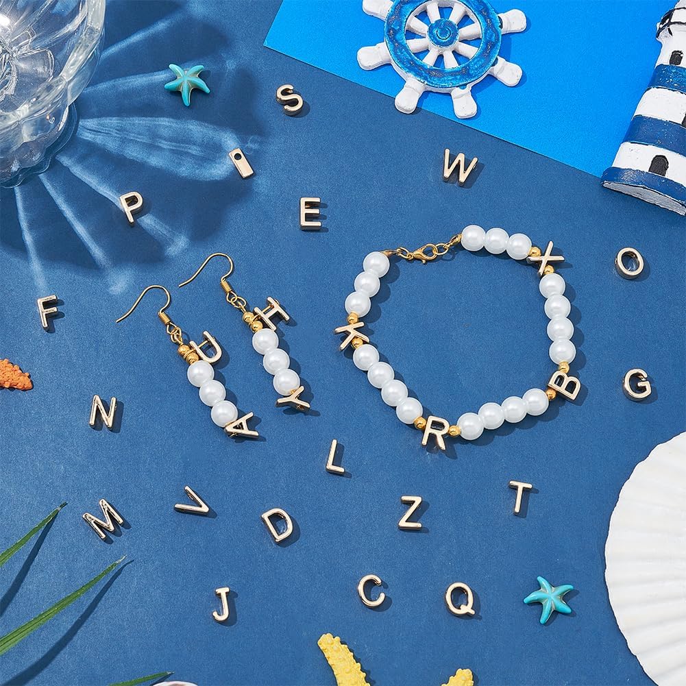PH PandaHall 52Pcs Gold Letter Beads, Alloy Alphabet ABC Charms Metal A-Z Alphabet Letter Charms Capital Alphabetic Pendants for Valentine DIY Bracelet Necklace Jewelry Making Crafting, 26Pcs/set - Image 5