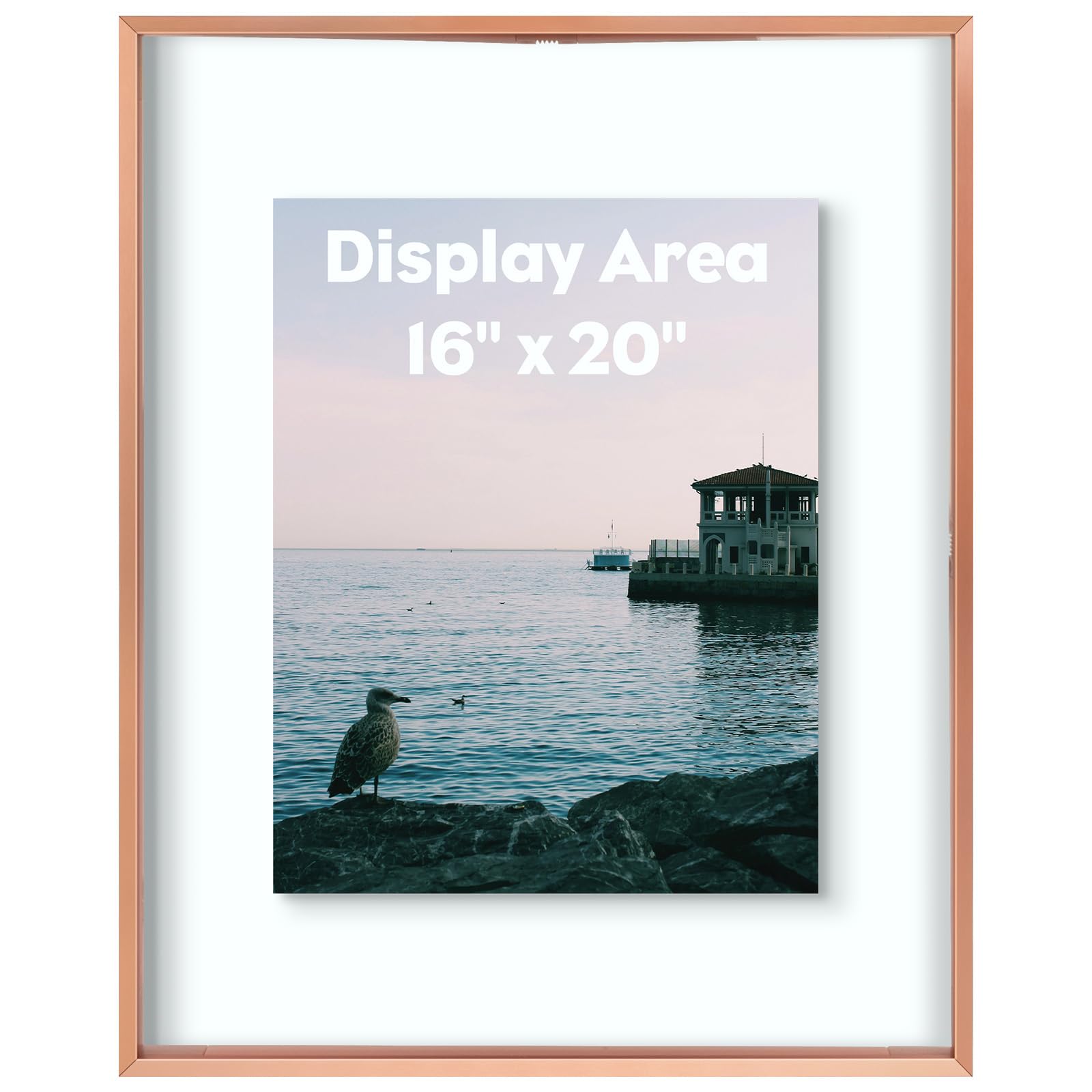 Cadre photo flottant haut de gamme en aluminium et verre de protection de 40x50