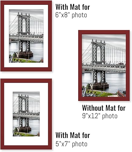 Miniatura 3 de UHFWIFR Portarretratos de madera maciza de 9 x 12 pulgadas, fotos de 6 x 8 pulgadas o 5 x 7 pulgadas con paspartú o marco de 9 x 12 pulgadas sin