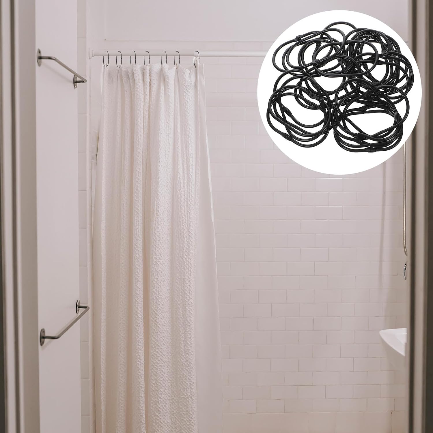 BESPORTBLE 30pcs Oval Metal Shower Curtain Rings Hooks Rustproof Open Design for Hanging Drapery Bath Curtains Strong Load Bearing Bathroom Decor